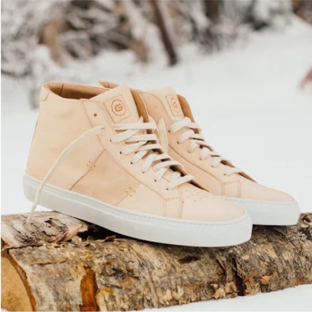 Greats Brooklyn Caramel Leather Tan Royale High-Top Sneakers Made in Italy